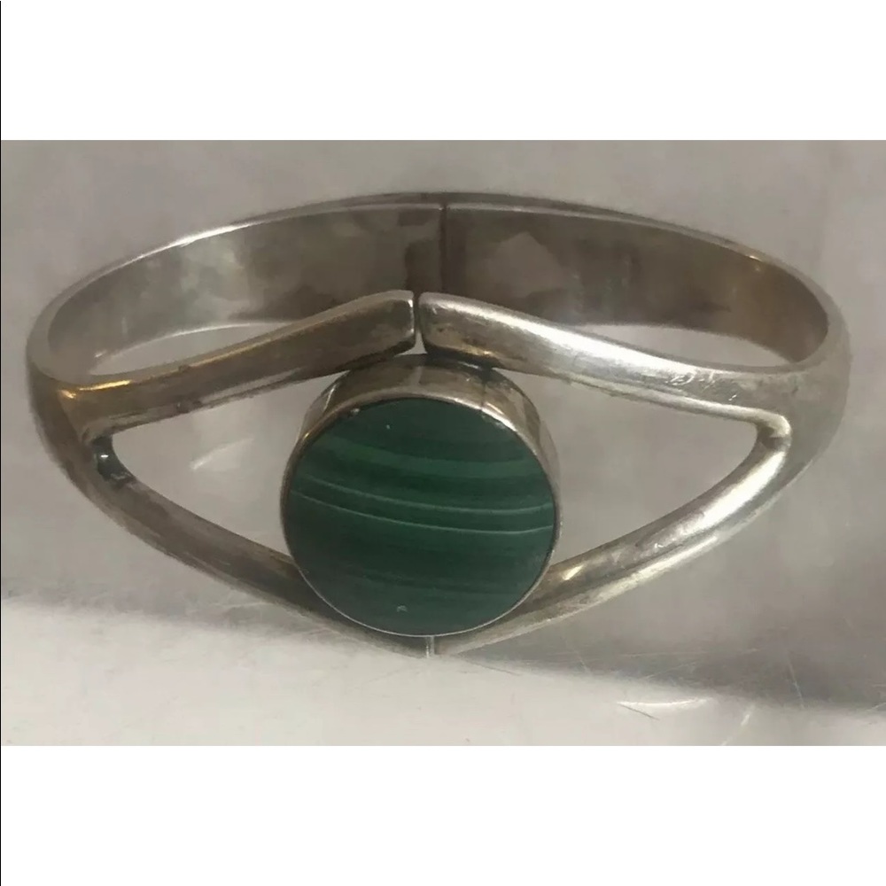 Artisan modern 950 sterling onyx cuff bracelet